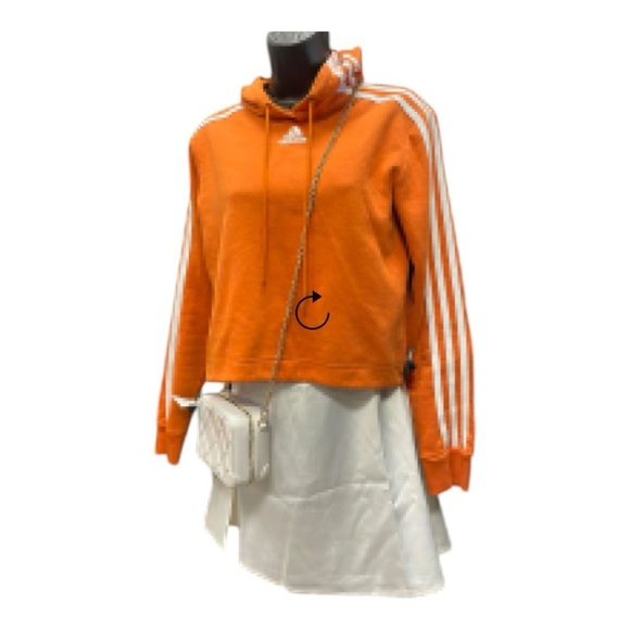 Adidas Hoodie Girls (12-14) Medium Orange White Sweatshirt  Jacket Crop Top - Picture 6 of 6